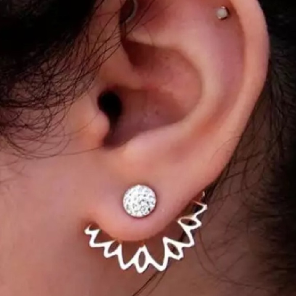 💙💎FLOWER EARRINGS!!💎💙BLING! SILVER TONE! LOVE! - Picture 3 of 6